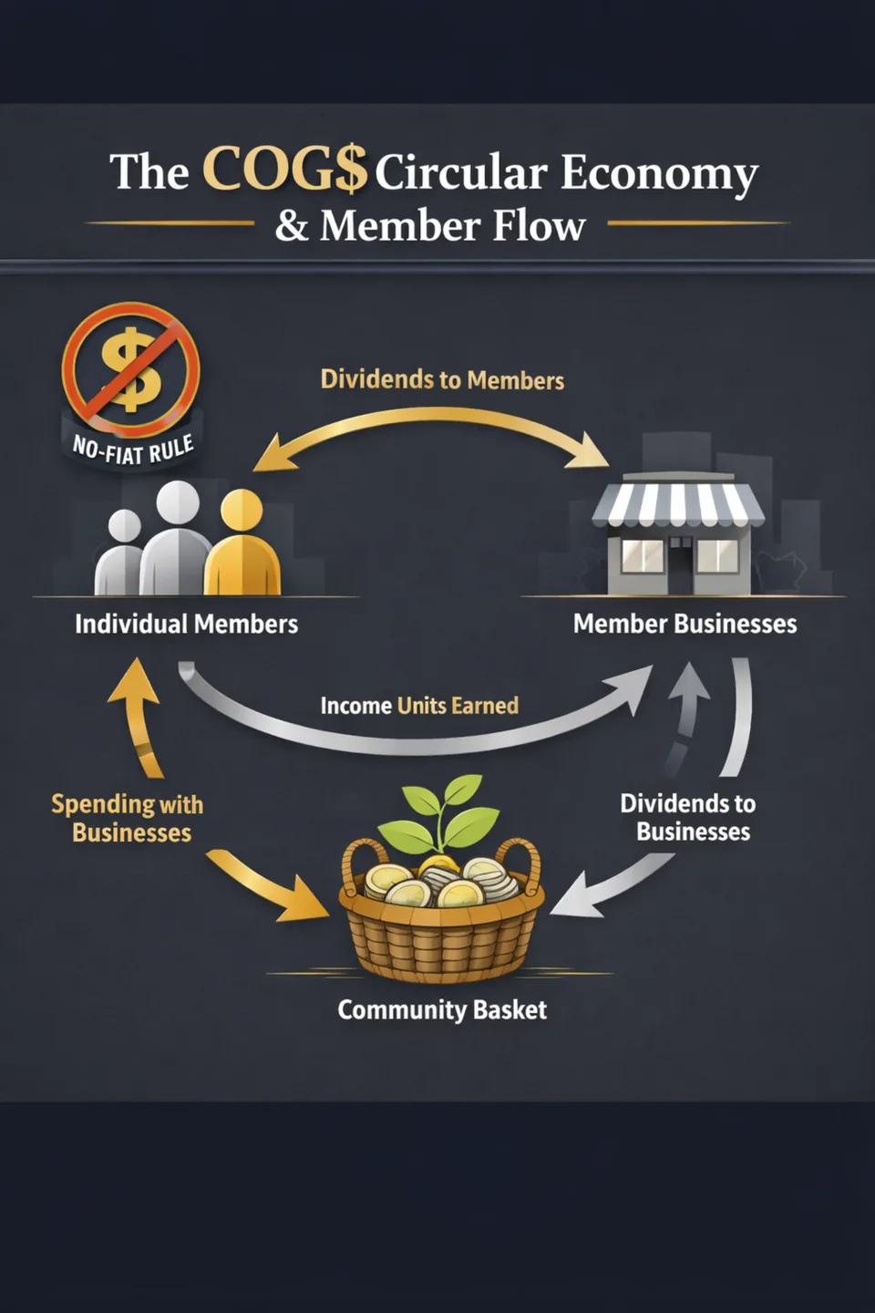 COG$ circular economy and Member flow diagram
